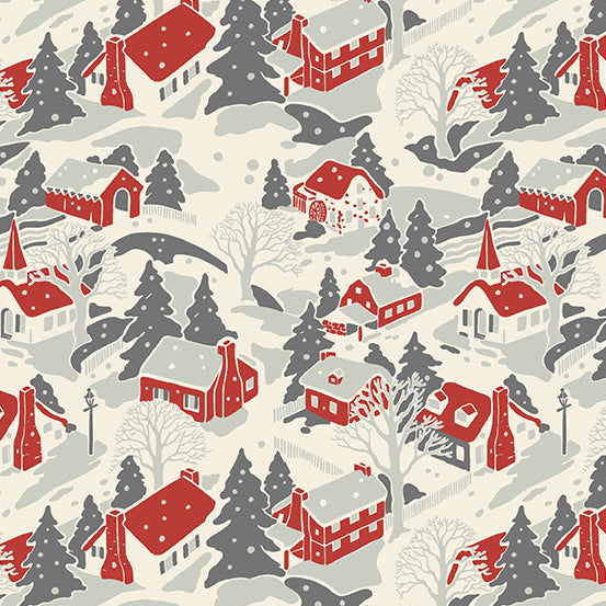 Retro Ho Ho - Winter Village - Ice Gray