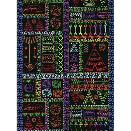 Pow Wow Wow! - Patchwork Symbols - Bright Black