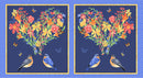 Lovebirds - Navy (24" Panel)
