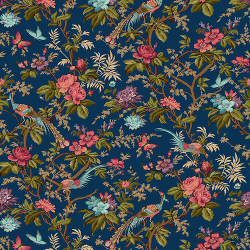 Bucklebury Chintz - Main Bird Print - Prussian Blue