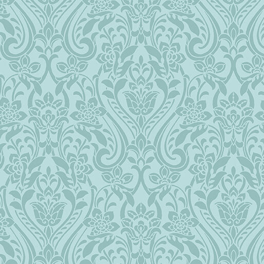 Hummingbirds and Honeysuckle - Damask (Turquoise)