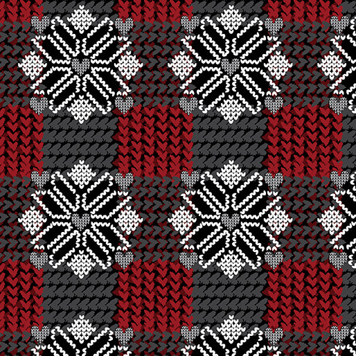 Knit & Caboodle - Snowy Plaid (Black/Red)