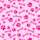 Potpourri of Novelty - Dog Bones & Paw Prints - Pink