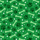 Potpourri of Novelty - Dog Bones & Paw Prints - Green