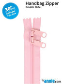 30" Double-Slide Handbag Zipper, Pale Pink