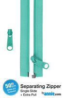 50" Separating Zipper with Extra Slide, Turquoise