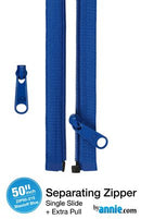 50" Separating Zipper with Extra Slide, Blastoff Blue
