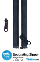 50" Separating Zipper with Extra Slide, Navy