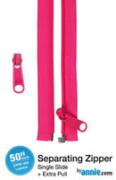 50" Separating Zipper with Extra Slide, Lipstick