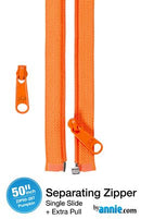 50" Separating Zipper with Extra Slide, Pumpkin