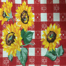 Plaid Daisy Floral Print Poly Cotton Fabric