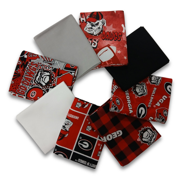 Georgia Bulldogs - Fat Quarter Bundle - 20 pack (Red & Black)