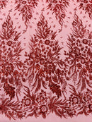 Big Glitter Damask Design On A Mesh Lace 58" Wide