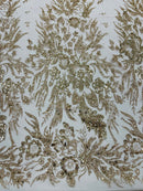 Big Glitter Damask Design On A Mesh Lace 58" Wide
