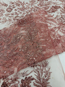 Big Glitter Damask Design On A Mesh Lace 58" Wide