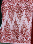 Big Glitter Damask Design On A Mesh Lace 58" Wide