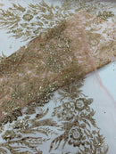 Big Glitter Damask Design On A Mesh Lace 58" Wide