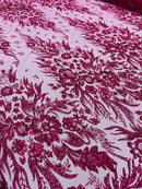 Big Glitter Damask Design On A Mesh Lace 58" Wide