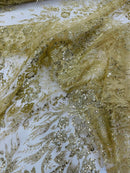 Big Glitter Damask Design On A Mesh Lace 58" Wide