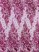 Big Glitter Damask Design On A Mesh Lace 58" Wide