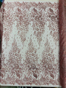 Big Glitter Damask Design On A Mesh Lace 58" Wide