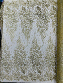 Big Glitter Damask Design On A Mesh Lace 58" Wide