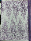 Big Glitter Damask Design On A Mesh Lace 58" Wide