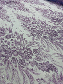 Big Glitter Damask Design On A Mesh Lace 58" Wide