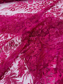 Big Glitter Damask Design On A Mesh Lace 58" Wide