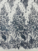 Big Glitter Damask Design On A Mesh Lace 58" Wide