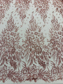 Big Glitter Damask Design On A Mesh Lace 58" Wide