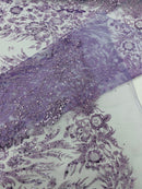 Big Glitter Damask Design On A Mesh Lace 58" Wide