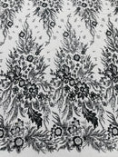 Big Glitter Damask Design On A Mesh Lace 58" Wide