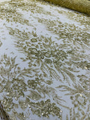 Big Glitter Damask Design On A Mesh Lace 58" Wide