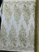 Big Glitter Damask Design On A Mesh Lace 58" Wide
