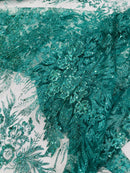 Big Glitter Damask Design On A Mesh Lace 58" Wide