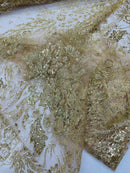 Big Glitter Damask Design On A Mesh Lace 58" Wide