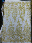 Big Glitter Damask Design On A Mesh Lace 58" Wide