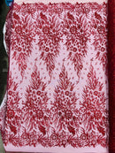 Big Glitter Damask Design On A Mesh Lace 58" Wide