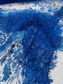 Big Glitter Damask Design On A Mesh Lace 58" Wide