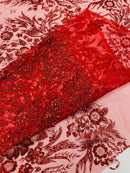 Big Glitter Damask Design On A Mesh Lace 58" Wide