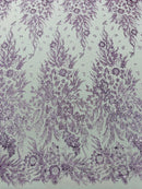 Big Glitter Damask Design On A Mesh Lace 58" Wide
