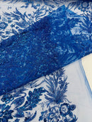 Big Glitter Damask Design On A Mesh Lace 58" Wide