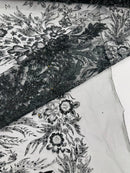 Big Glitter Damask Design On A Mesh Lace 58" Wide