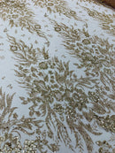 Big Glitter Damask Design On A Mesh Lace 58" Wide