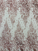 Big Glitter Damask Design On A Mesh Lace 58" Wide
