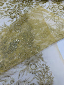 Big Glitter Damask Design On A Mesh Lace 58" Wide