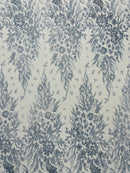 Big Glitter Damask Design On A Mesh Lace 58" Wide