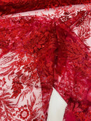 Big Glitter Damask Design On A Mesh Lace 58" Wide