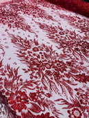 Big Glitter Damask Design On A Mesh Lace 58" Wide